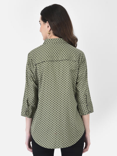 Olive Green Polka Dot Shirt - Women Shirts