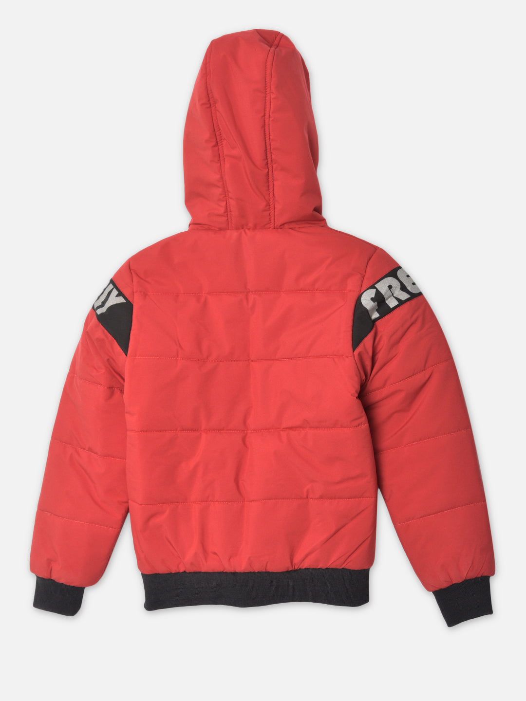 Red Printed Hooded Jacket - Boys Jacket