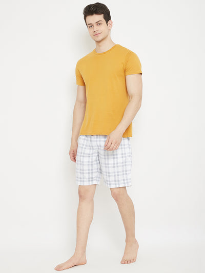 White Checked Lounge Shorts - Men Lounge Shorts