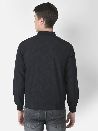  Navy Blue Bomber Jacket in Abstrack Print