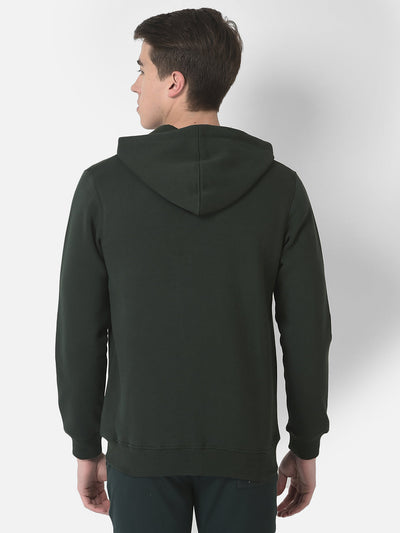  Green Logo-Block Hooded Sweatshirt