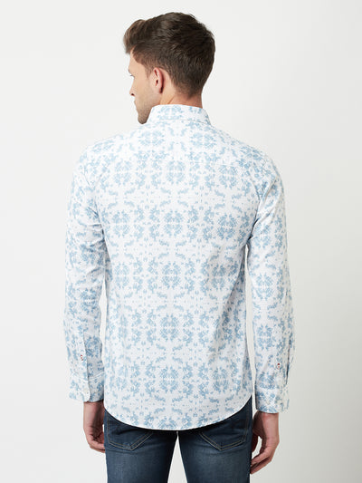 White Floral Printed Shirt-Men Shirts-Crimsoune Club