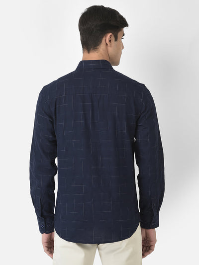  Navy Blue Shirt in Abstract Print