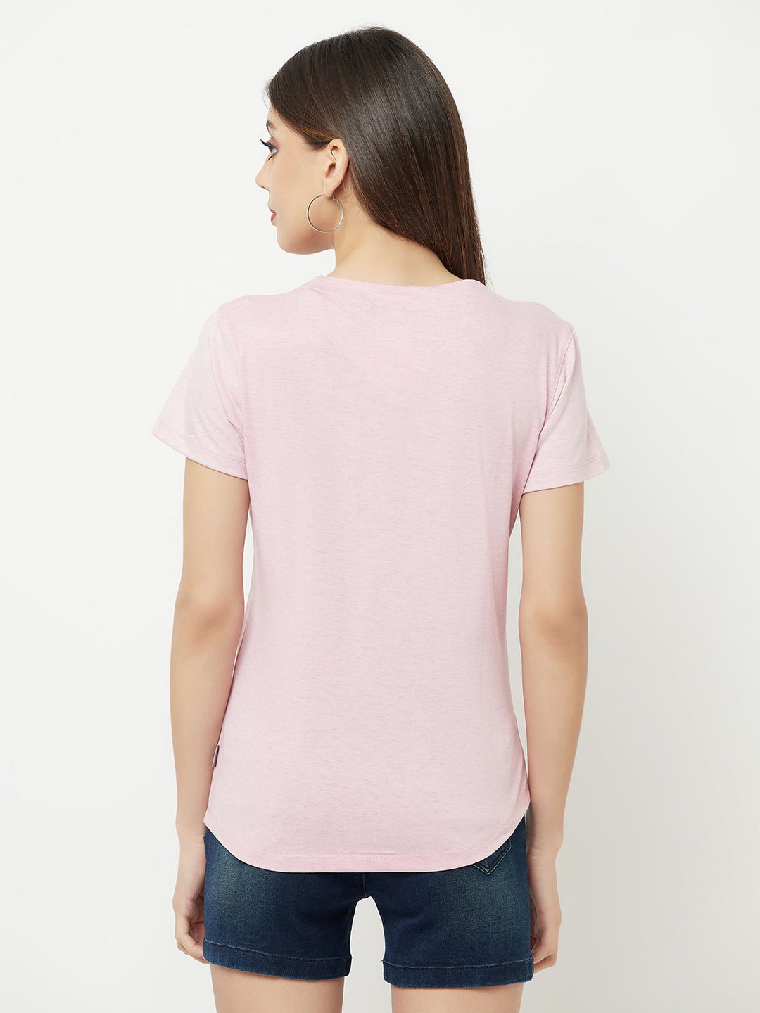 Pink Printed Round Neck T-Shirt - Women T-Shirts