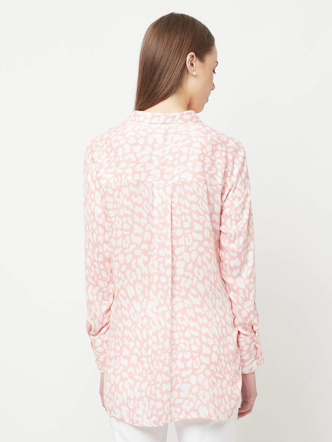 Peach Printed Casual Shirt - Women Shirts
