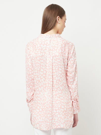 Peach Printed Casual Shirt - Women Shirts