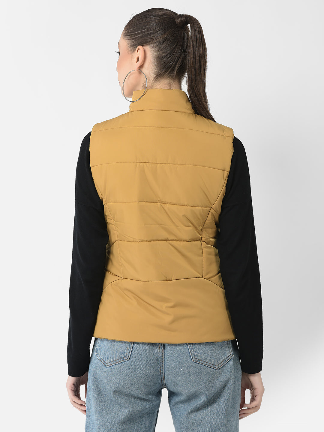  Mustard High-Neck Gilet Jacket 