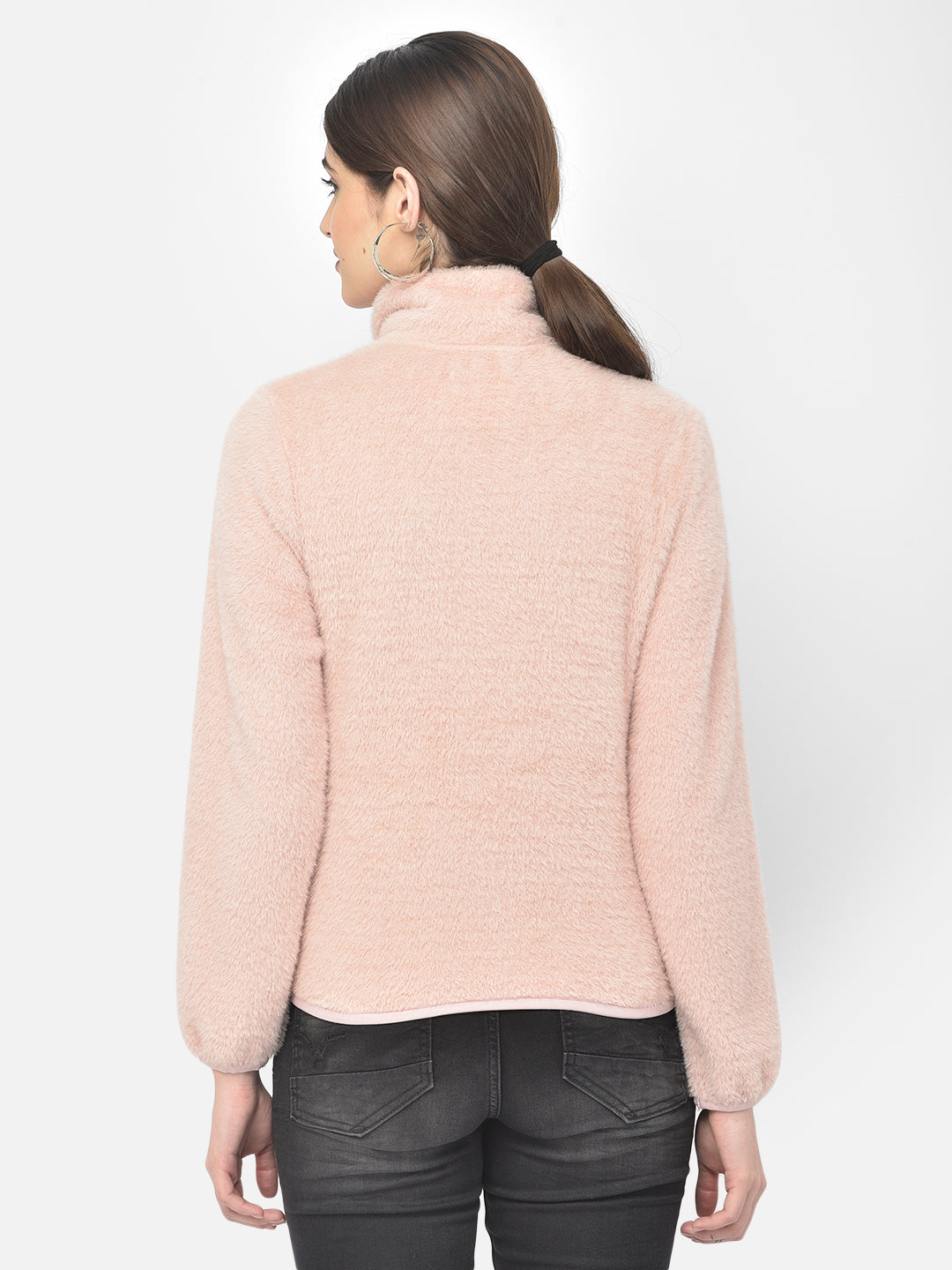 Pink Mock Collar Sweatshirt - Women Sweatshirts