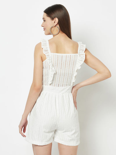 White Ruffle-Strap Jumpsuit