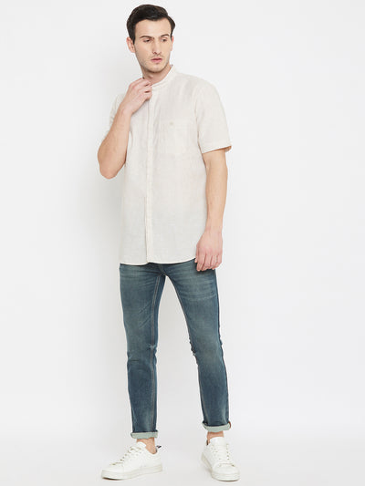 Beige Half Sleeve Shirt - Men Shirts