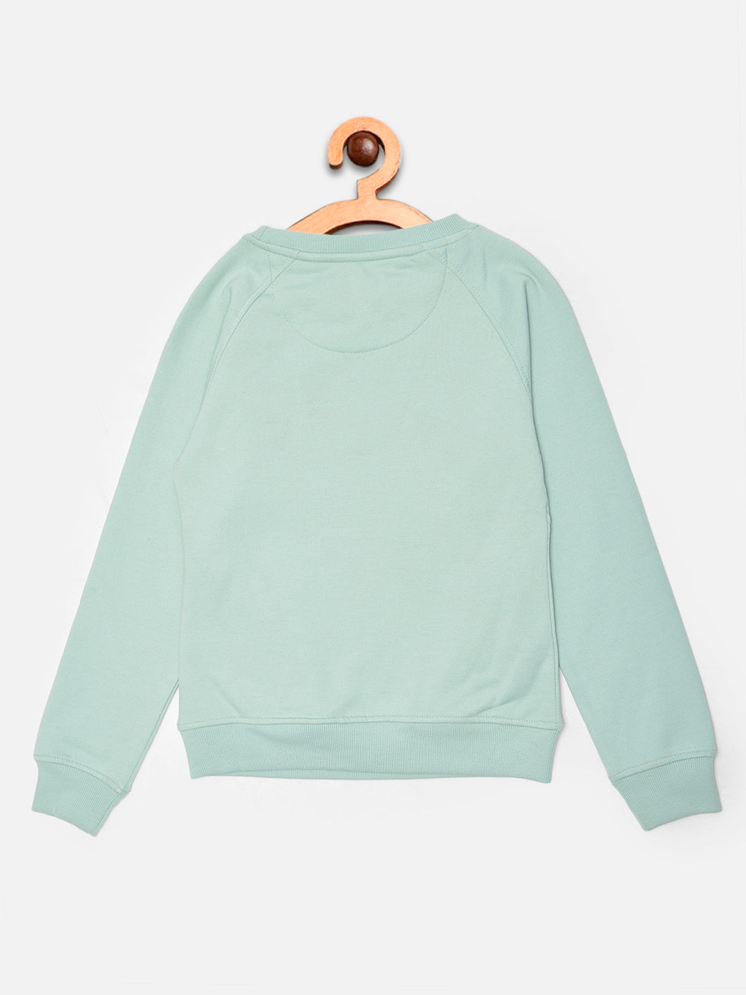 Mint Green Printed Round Neck Sweatshirt - Girls Sweatshirts