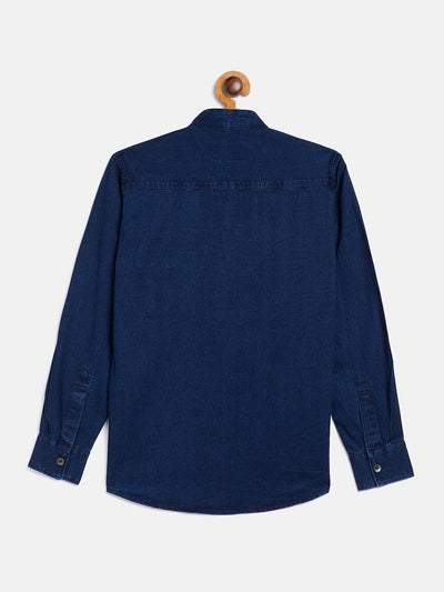 Navy Blue Denim Kurta - Boys Kurta