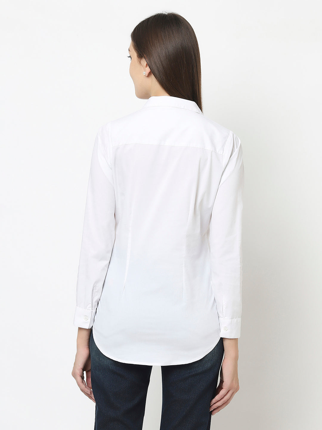 White Formal Button-Down Shirt in Cotton Blend 