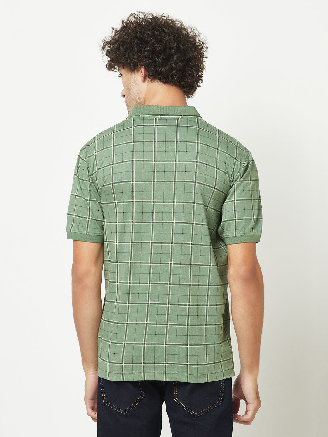  Olive Checkered Polo T-Shirt