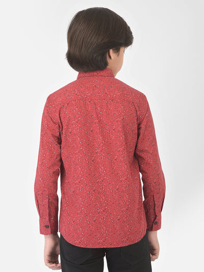 Maroon Floral Printed Shirt - Boys Shirts