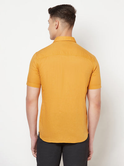 Mustard Linen Shirt - Men Shirts