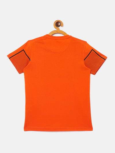 Orange Printed Round Neck T-Shirt - Boys T-Shirts
