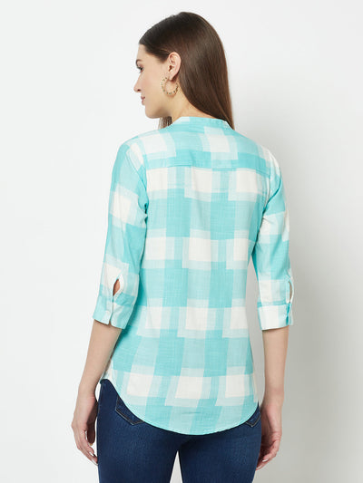  Turquoise Geometric Print Shirt