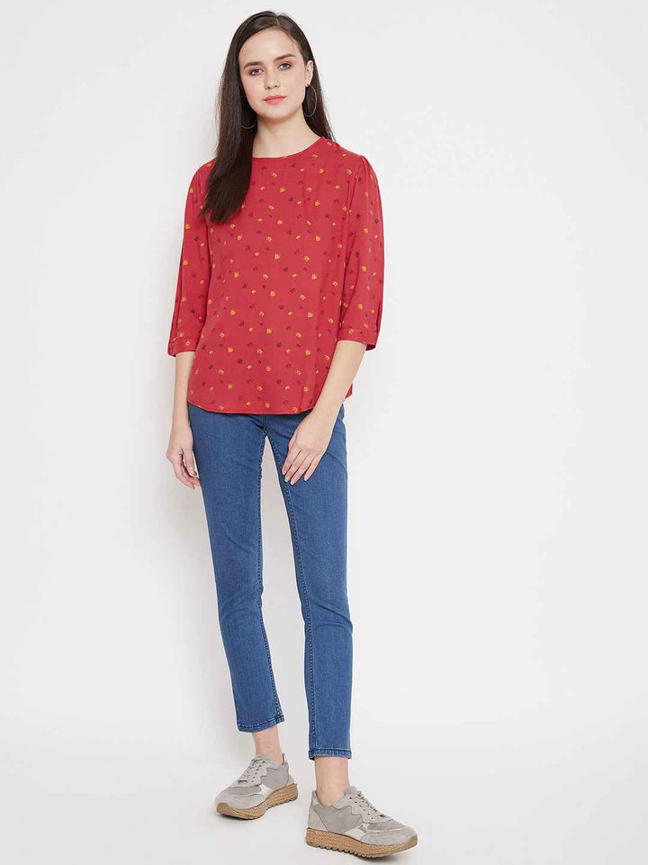 Red Printed Top