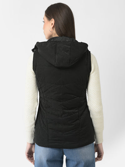  Black Hooded Gilet Jacket 