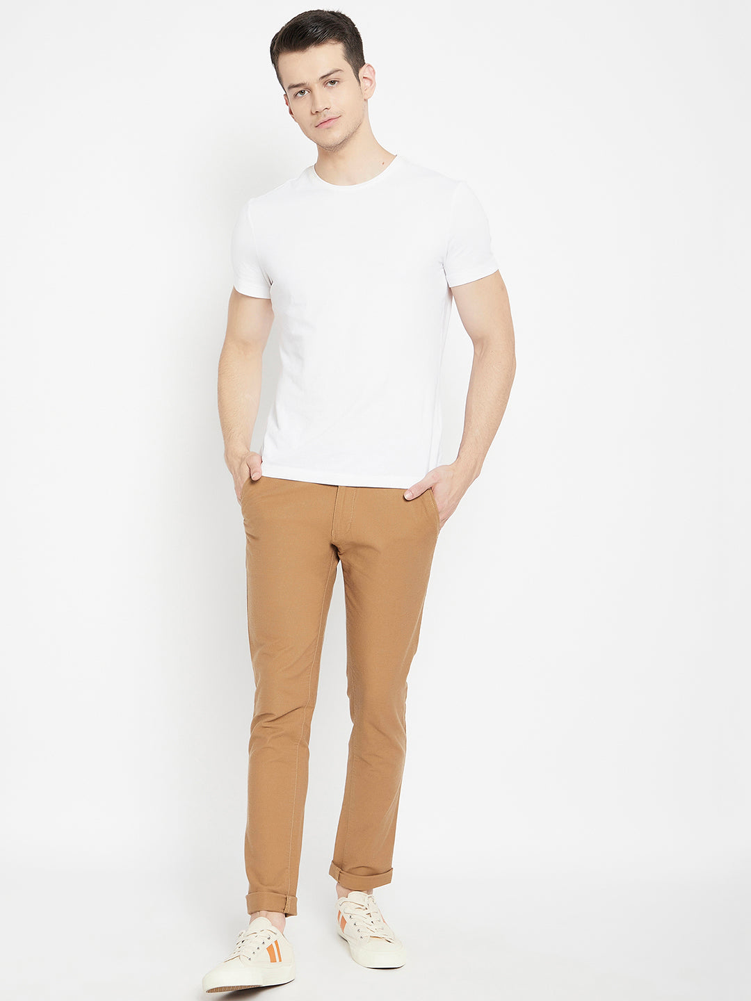 Brown Slim Fit Trousers - Men Trousers