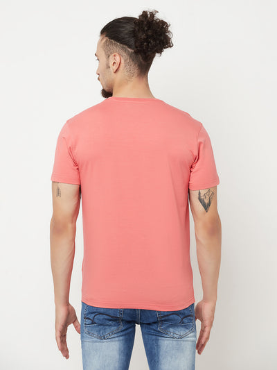 Pink Printed Round Neck T-Shirt - Men T-Shirts