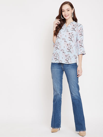 Blue Floral Top - Women Tops