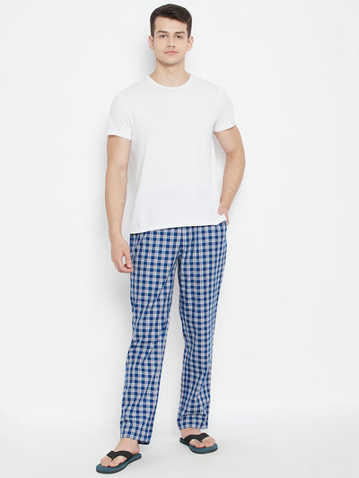 Blue Checked Smart Fit Lounge Pants - Men Lounge Pants