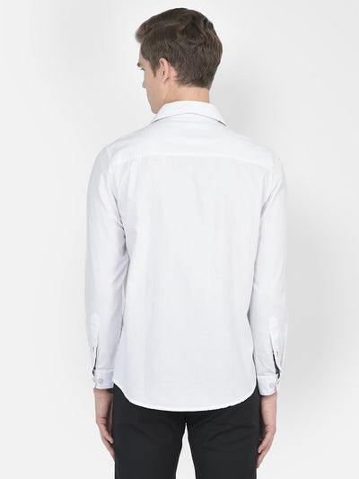  White Printed Formal Shirt