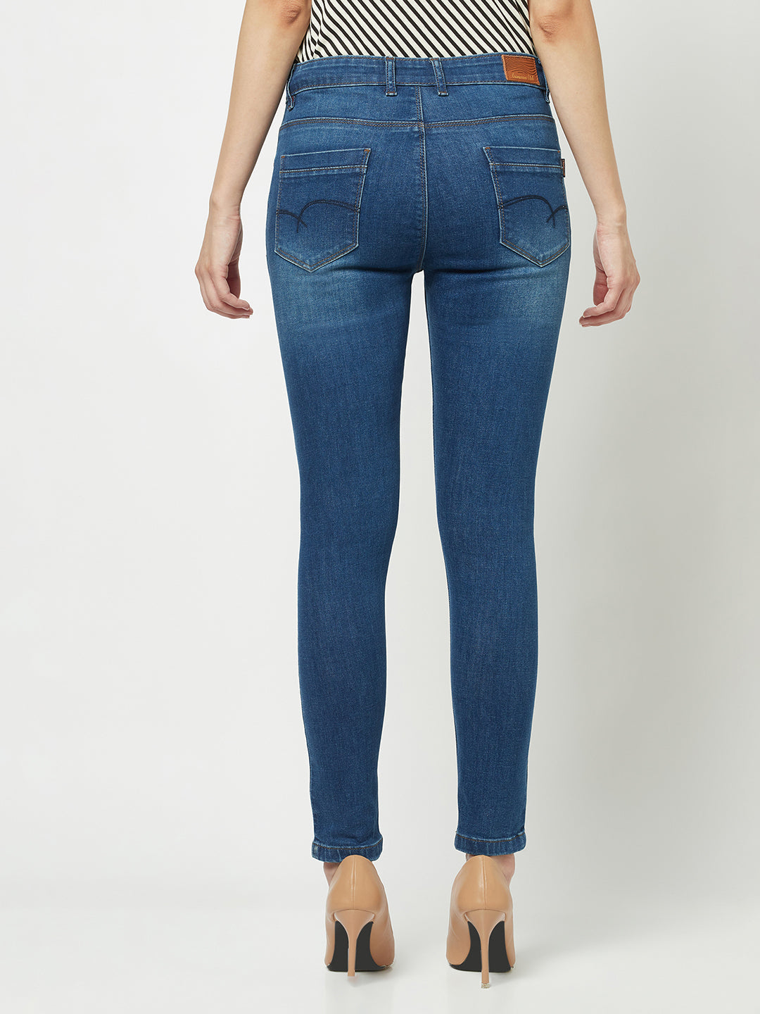  Blue Light-Wash Slim-Fitting Jeans