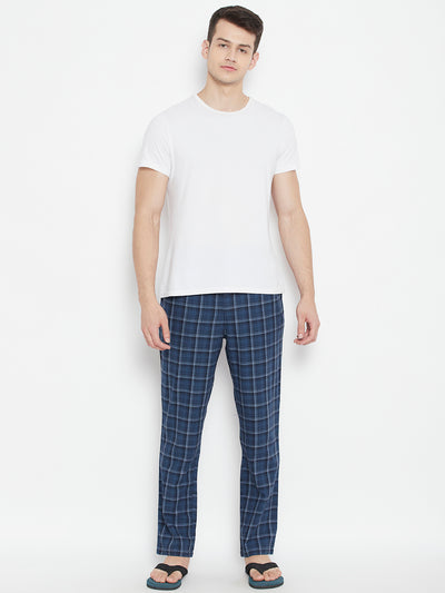 Blue Checked Smart Fit Lounge Pants - Men Lounge Pants