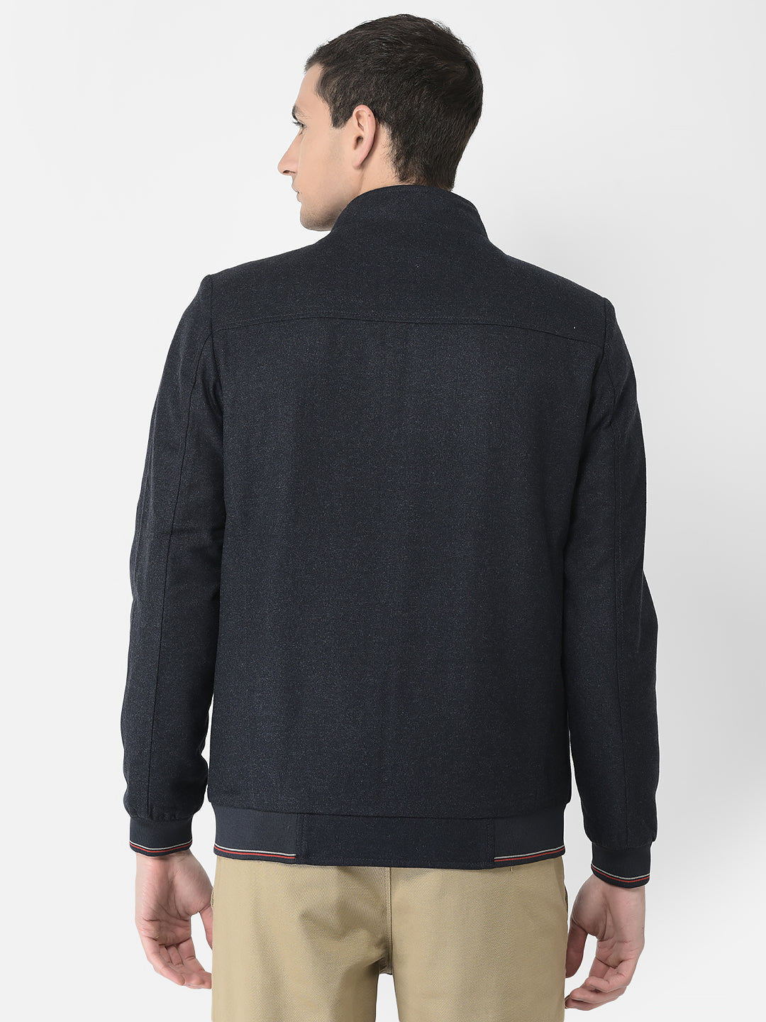  Navy Blue Solid Varsity Jacket