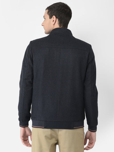  Navy Blue Solid Varsity Jacket