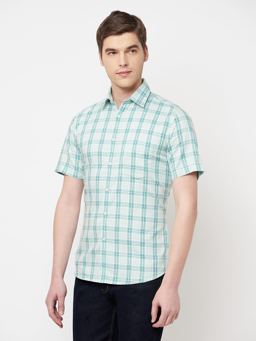 Green Checked Casual Shirt - Men Shirts