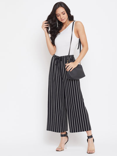 Striped Flared Parallel Trousers - Women Trousers