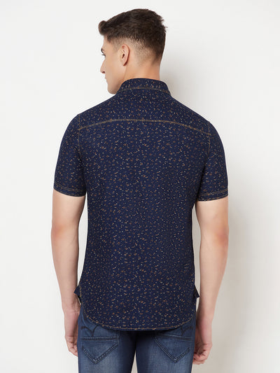 Navy Blue Floral Shirt - Men Shirts