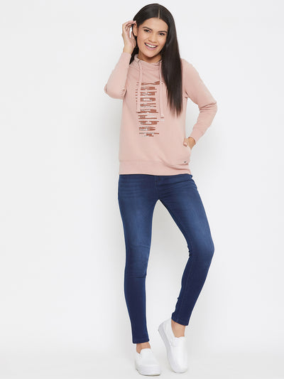 Pink Printed Mock Neck Sweatshirt - Women Sweatshirts