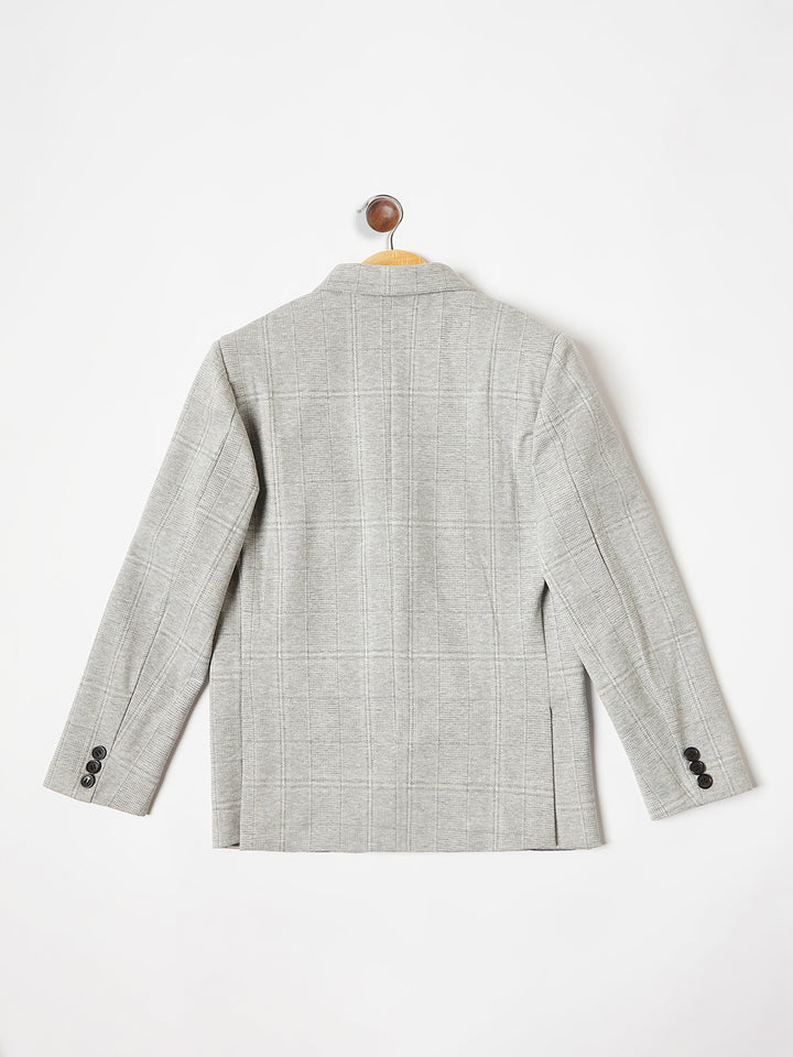 Grey Checked Single Breasted Blazer freeshipping - Crimsoune Club