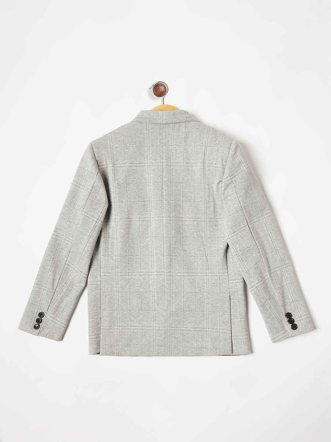 Grey Checked Single Breasted Blazer freeshipping - Crimsoune Club