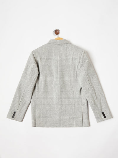 Grey Checked Single Breasted Blazer freeshipping - Crimsoune Club