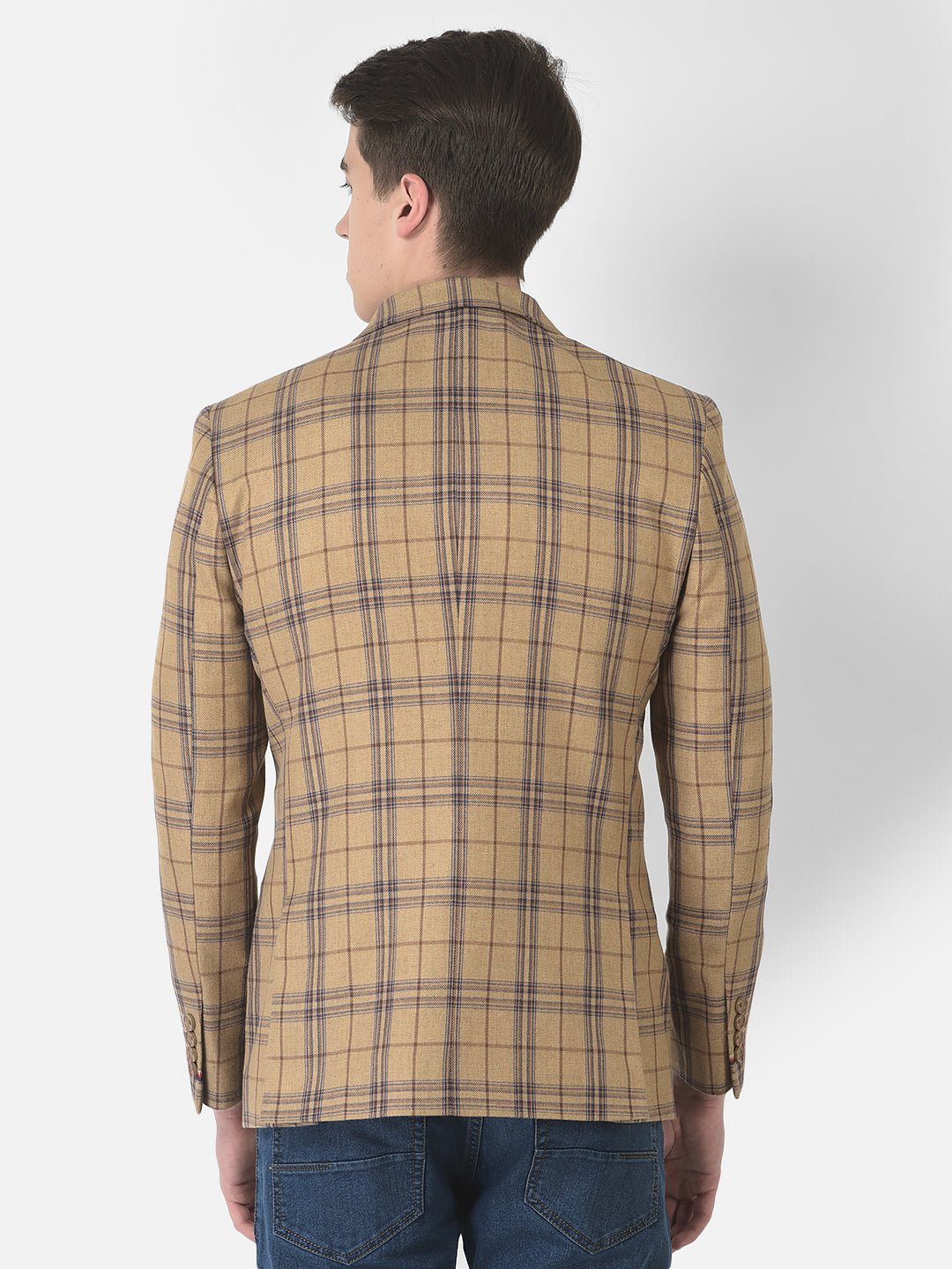 Checked Khaki Blazer – Crimsoune Club