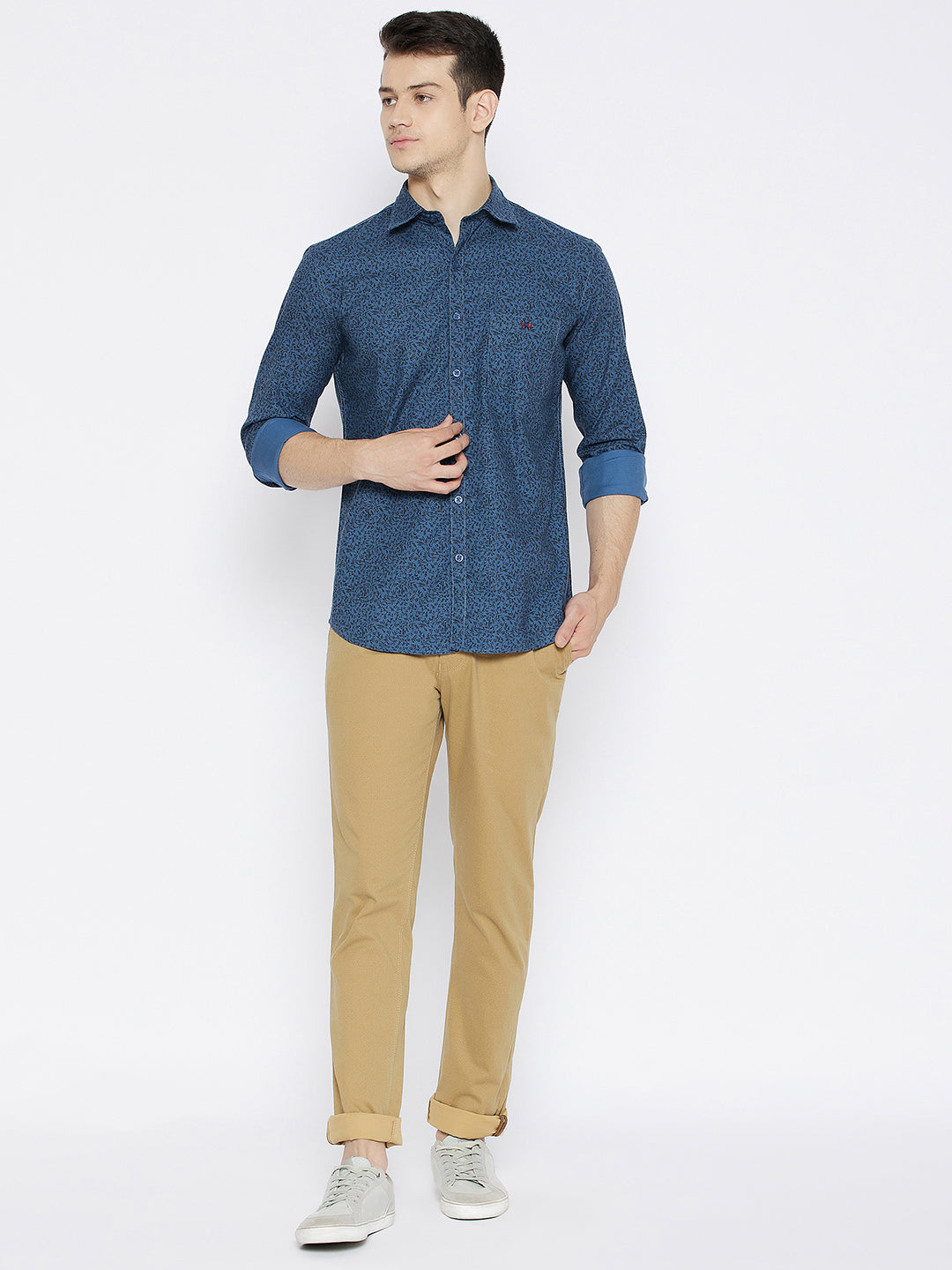 Blue Printed Slim Fit shirt - Men Shirts