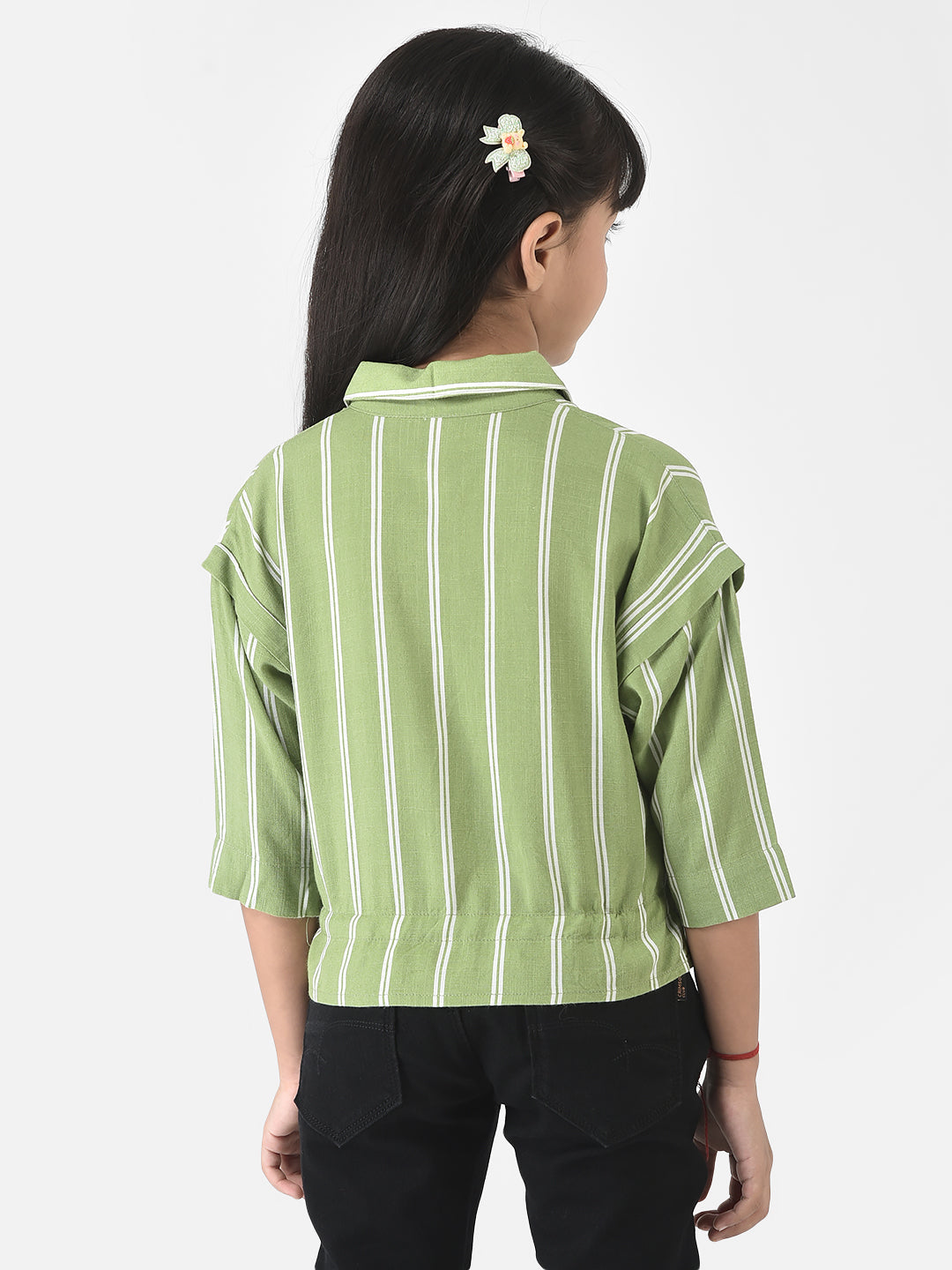 Light Green Shirt with Tie-Up Detail