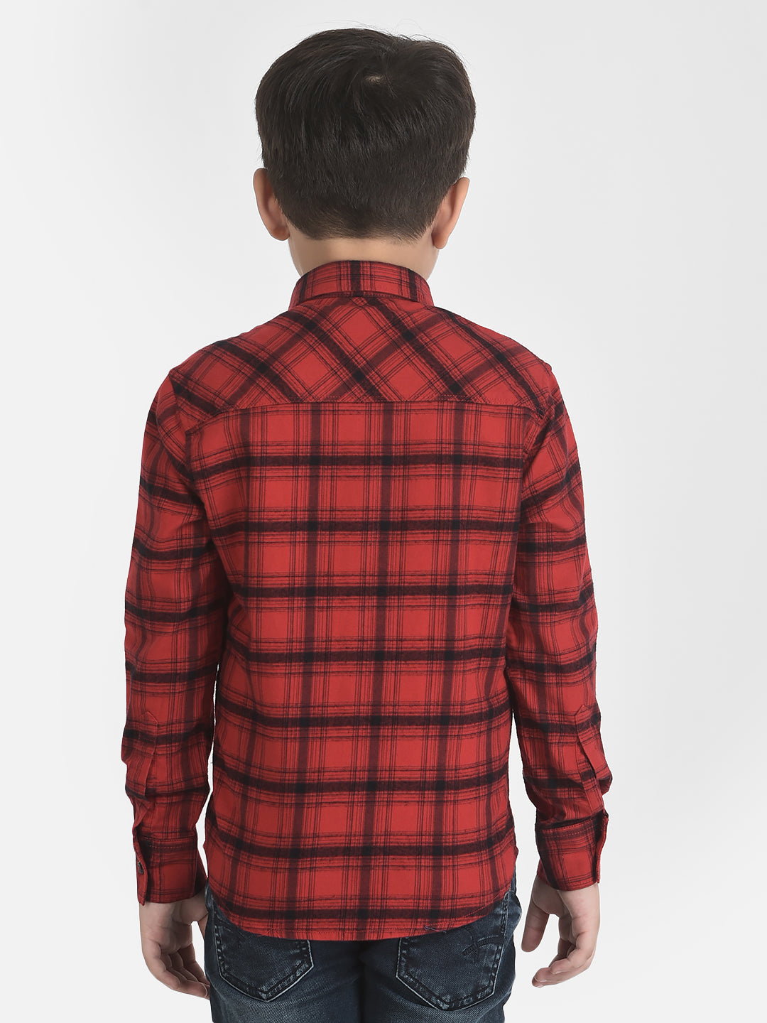 Red Tartan Checked Shirt-Boys Shirts-Crimsoune Club