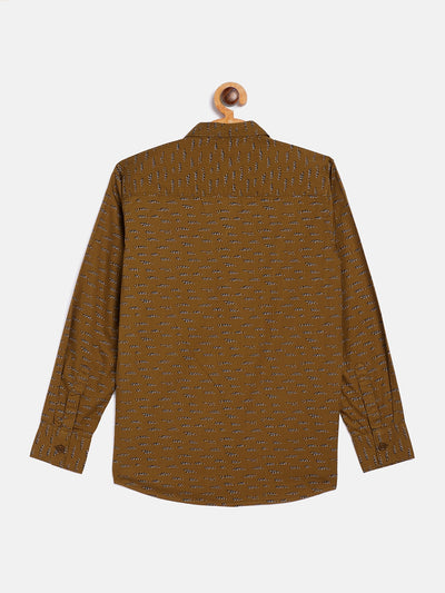 Brown Printed Causal Shirt - Boys Shirts