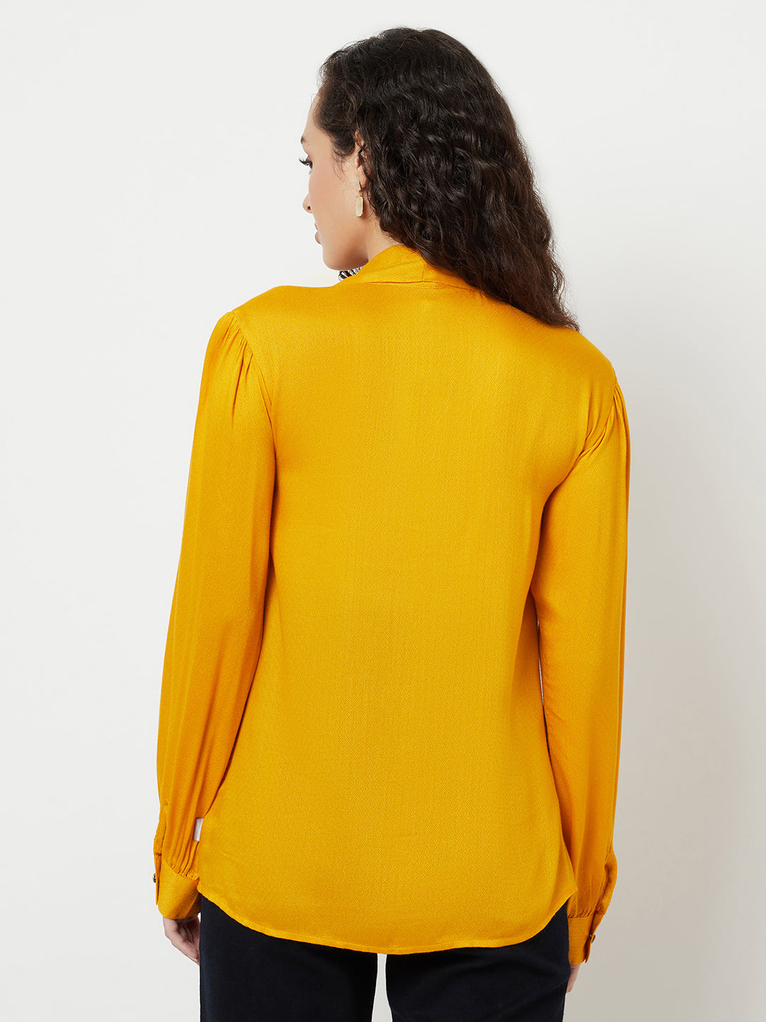 Mustard Tie-Up Detail Top-Women Tops-Crimsoune Club