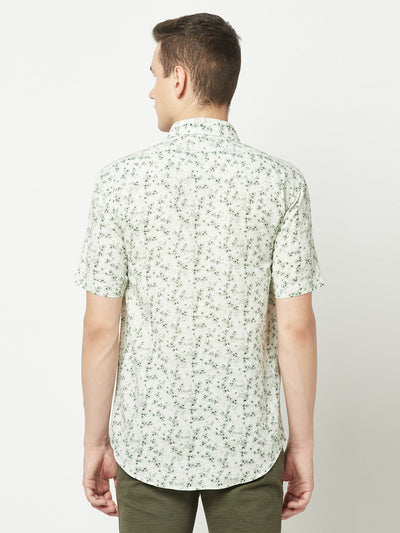  Short-Sleeved Sea Green Floral Shirt