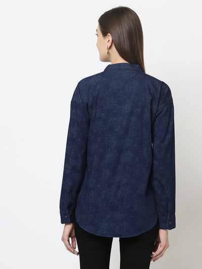 Denim Shirt with Floral Print