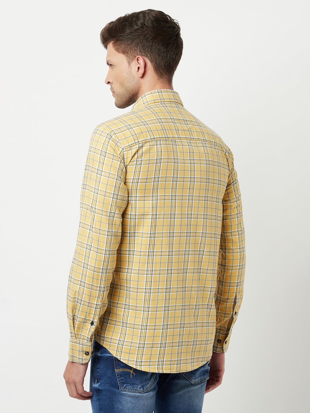 Yellow Tartan Checked Shirt-Men Shirts-Crimsoune Club