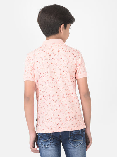 Pink Floral Printed Polo T-shirt - Boys T-Shirts